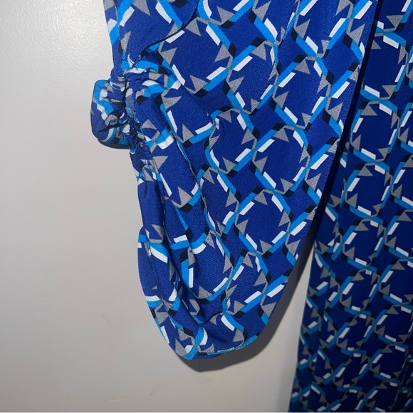 Laundry by Shelli Segal Blue Geometric Long-Sleeve Shift Dress size SMALL - Picture 10 of 11